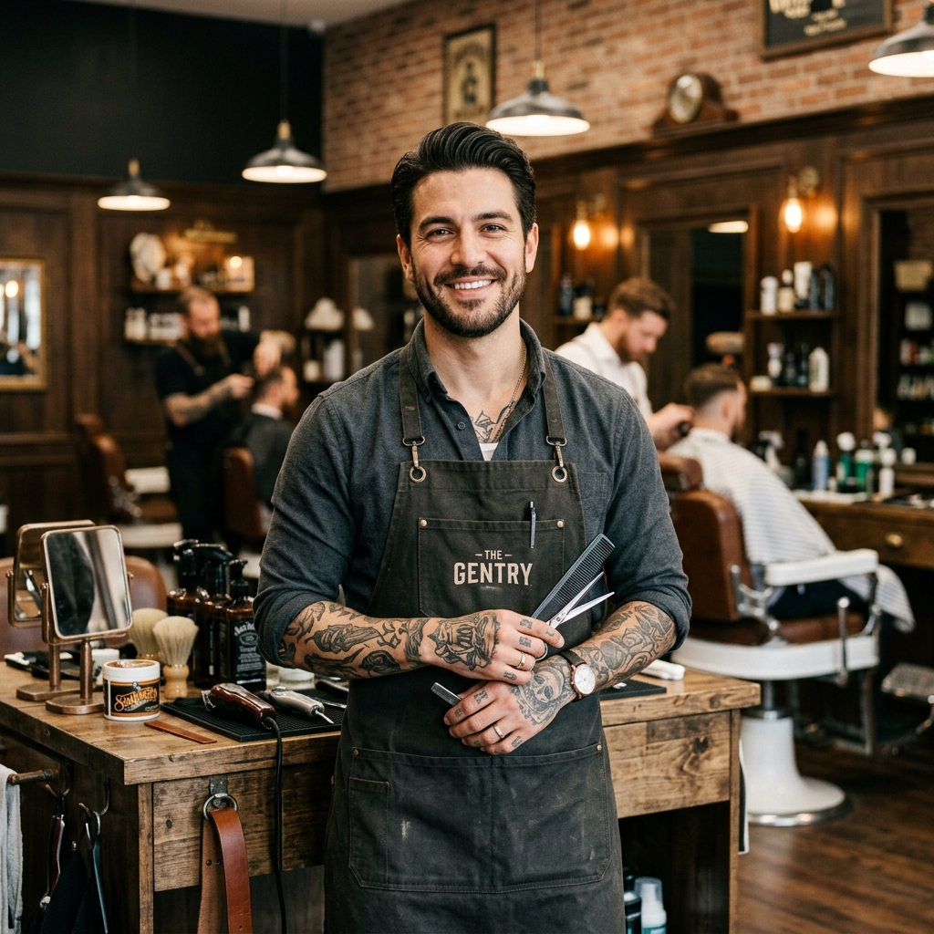Fotografía del barbero profesional Carlos "Mano de Tijera" Torres de The Noble Groom